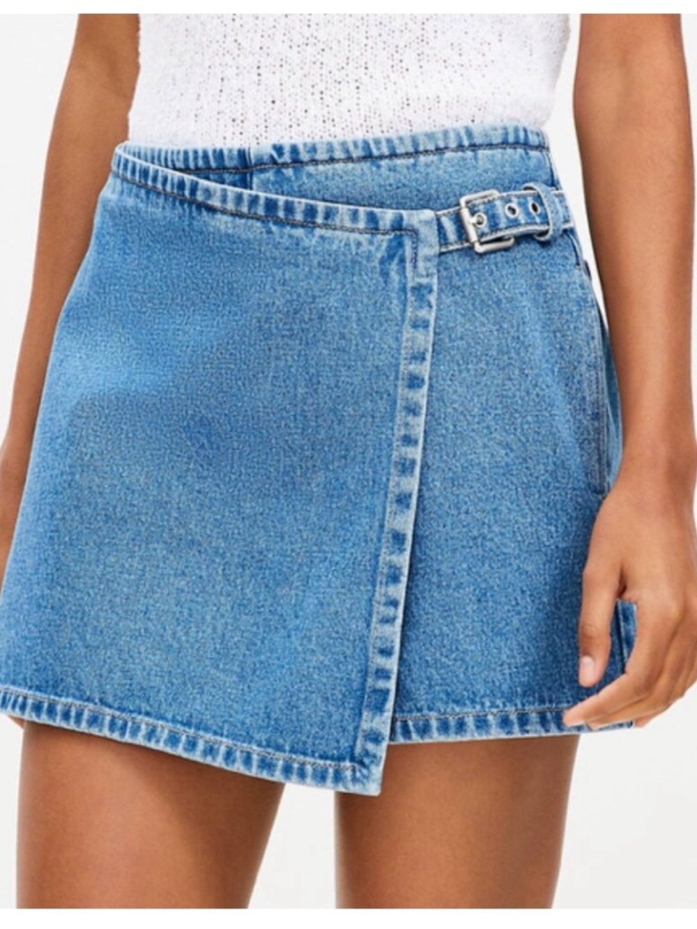 LOFT Denim Mini Skort in Light Wash Indigo size 14